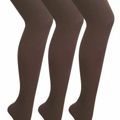 3 Pair Multipack Womens Coloured Opaque 80 Denier Tights | Sock Snob | Plain Block Colour Tights - Brown