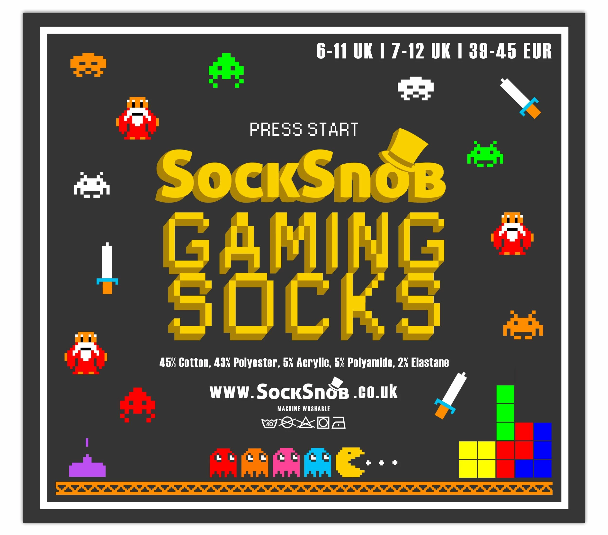 Sock Snob Men's Retro Gaming Funky Novelty Video Game Socks 6-11 | 3 Pairs - Multicolour - Image 2