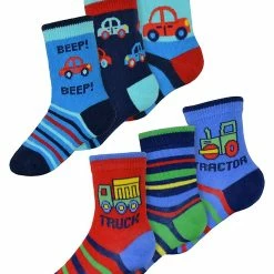 Baby Boys Cotton Cars Trucks Design Pattern Socks | 6 Pair Multipack | Sock Snob | Socks for Toddler - Cars - Multicolour