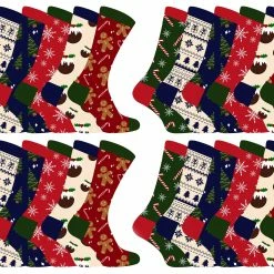 Mens Christmas Socks | Sock Snob | Novelty Colourful Stylish Funny Patterned Crew Xmas Socks - 24 Pack - Multicolour
