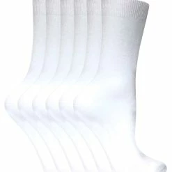 Sock Snob - 6 Pairs Ladies Plain Coloured Cotton Socks - White