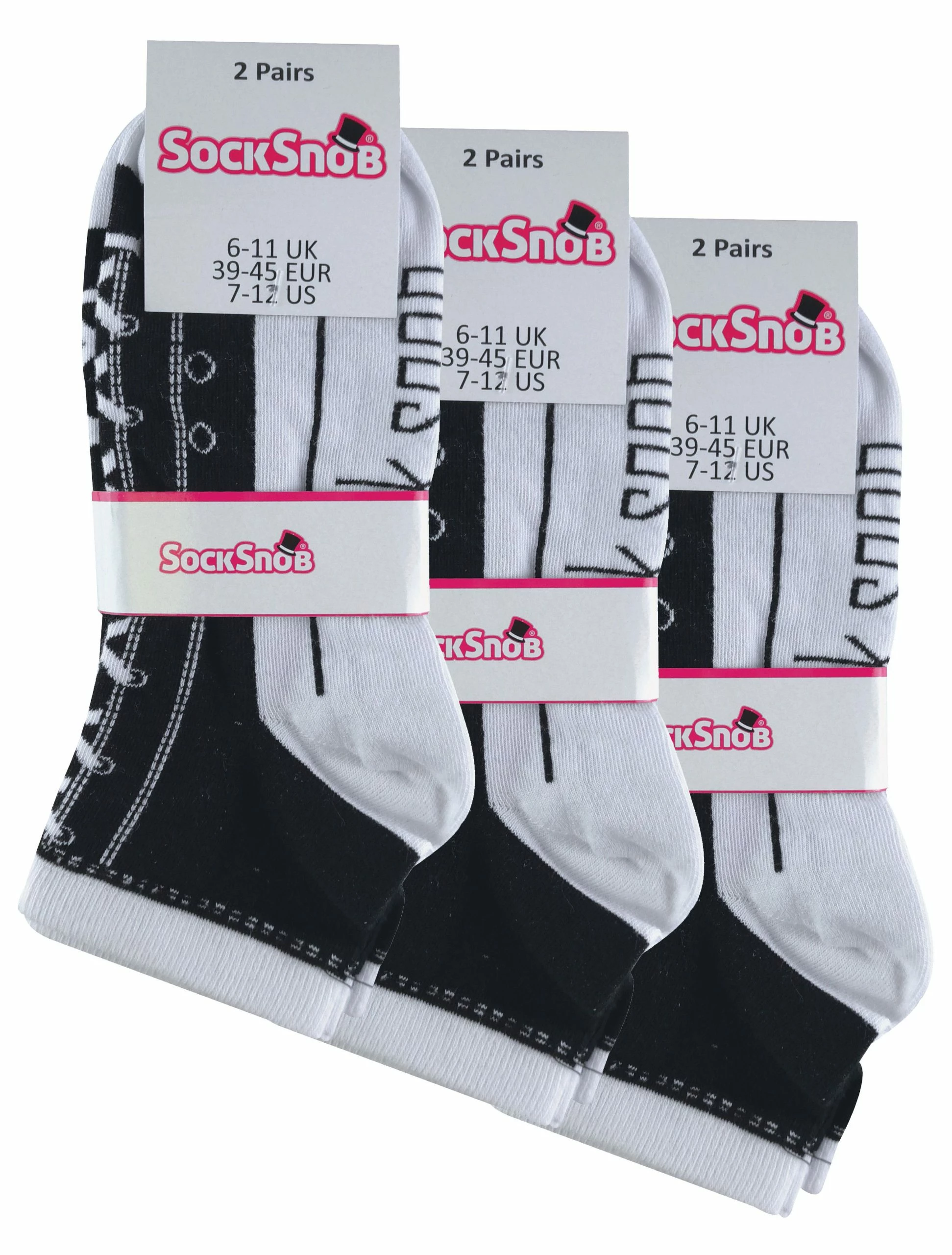 6 Pair Multipack Socks That Look Like Shoes | Sock Snob | Novelty Funny Lace Up Converse Socks - Black - Image 2