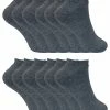 Sock Snob Ladies Winter Low Cut Trainer Socks | 12 Pair Multipack | Thick Ankle Socks for Women - Charcoal - Grey