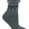 Sock Snob - Ladies Turn Over Top Warm Thermal Winter Nordic Bed Socks - Charcoal