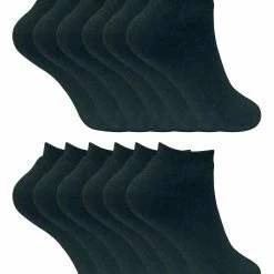 Sock Snob Ladies Winter Low Cut Trainer Socks | 12 Pair Multipack | Thick Ankle Socks for Women - Black