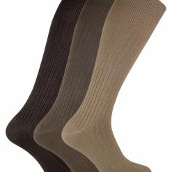 SOCK SNOB - 3 Pairs Men's Long Knee High Length 100% Cotton Socks - Brown
