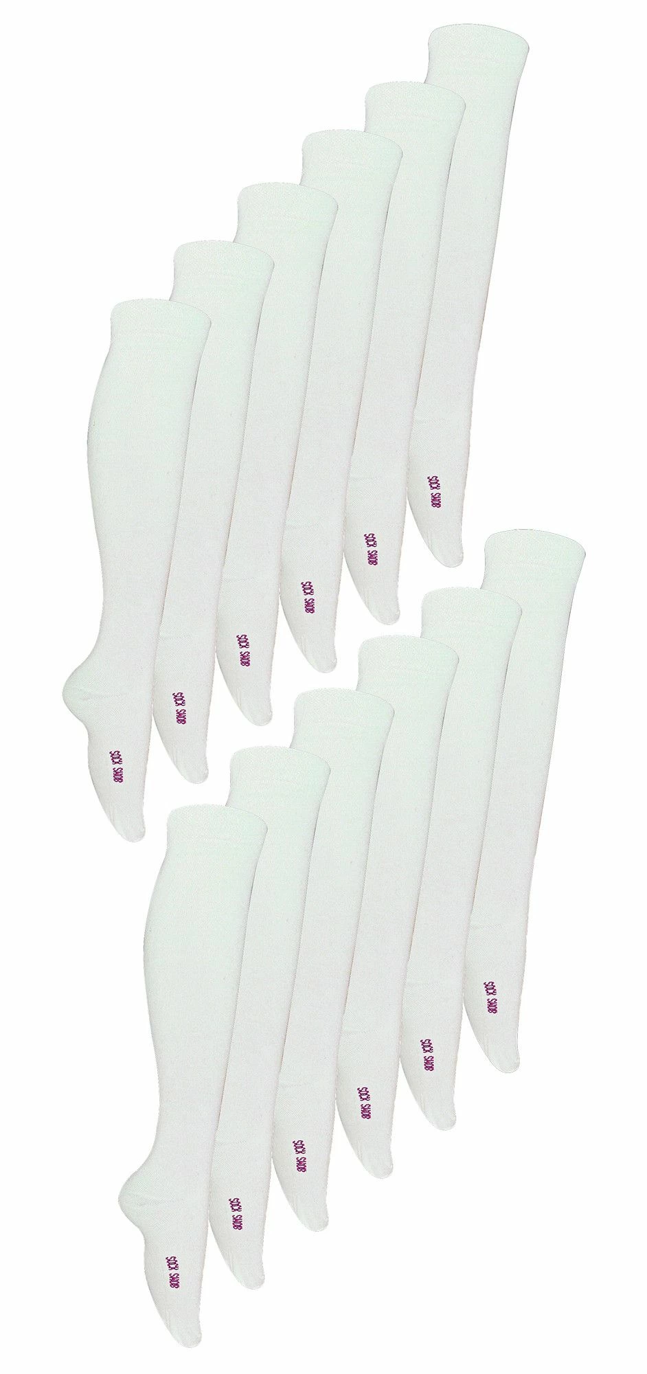 12 Pair Multipack Kids Knee High Bamboo Socks | Sock Snob | Soft & Breathable Multicoloured Long School Socks - White