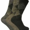 Sock Snob - Men's 3 Pack Lambs Wool Blend Patterned Soft Top Socks - Brown