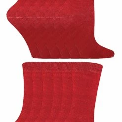 12 Pair Multipack Kids Cotton Colourful Casual Socks | Sock Snob | Plain Dress Socks for Boys & Girls - Red