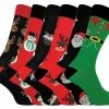 Sock Snob FESTIVE FEET - Men's 6 Pack Cotton Rich Novelty Design Christmas Socks - Multicolour