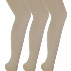 3 Pair Multipack Womens Coloured Opaque 80 Denier Tights | Sock Snob | Plain Block Colour Tights - Natural - Beige