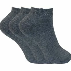 Sock Snob 3 Pairs Ladies Cushioned Coloured Low Cut Ankle Thermal Trainer Socks - Charcoal