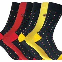 Sock Snob 6 Pairs Men's Polka Dot Bamboo Dress Socks - Red