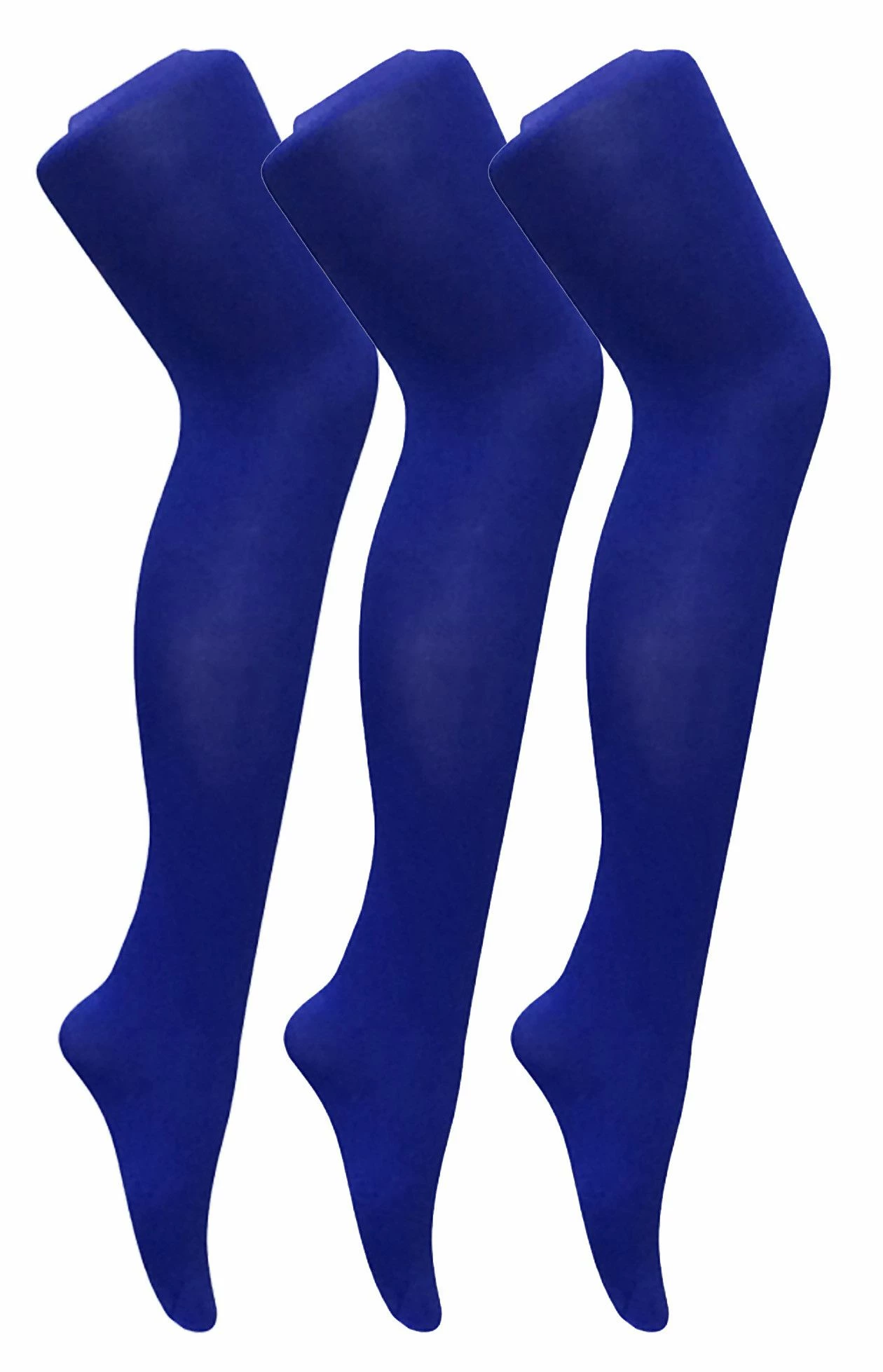 3 Pair Multipack Womens Coloured Opaque 80 Denier Tights | Sock Snob | Plain Block Colour Tights - Colbalt Blue