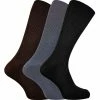 Sock Snob 3 Pairs Men's Ribbed Non Elastic Loose Top Cashmere Blend Dress Socks - Blue