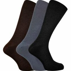 Sock Snob 3 Pairs Men's Ribbed Non Elastic Loose Top Cashmere Blend Dress Socks - Blue