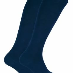 Sock Snob - 2 Pack Ladies Breathable Patterned Knee High Bamboo Socks - Navy