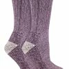 Sock Snob 2 Pack Ladies Breathable Cushioned Heel And Toe Thermal Wool Hiking Socks - Purple