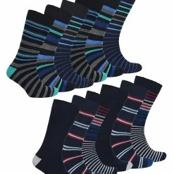 Sock Snob 12 Pair Multipack Mens Bamboo Socks | Novelty Multicolor Cushioned Funny Design Crew Socks - Assorted - Multicolour