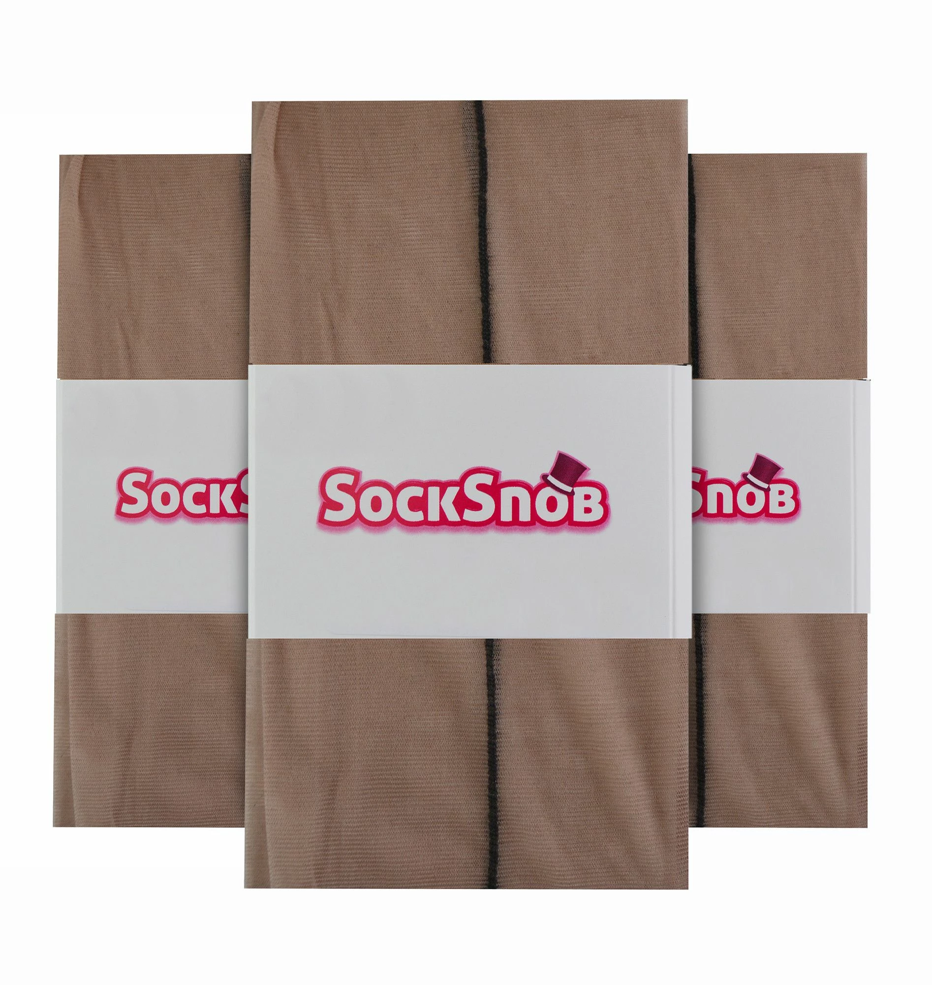 Sock Snob - Womens Vintage Seamed Tights | 3 Pair Multipack | 40 Denier Knee High Ultra Sheen Tights with Line Up the Back - Nude / Black - Beige - Image 2