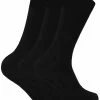 Sock Snob 3 Pairs Men's Cushioned Sole Wool Blend Walking Hiking Socks for Boots - Black