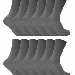 12 Pack Ladies Non Elastic Thermal Diabetic Socks | Sock Snob | Women Soft Top Socks for Poor Circulation - Grey
