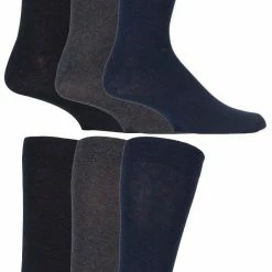 Sock Snob Men's 6 pack colourful striped patterned dress cotton socks in 7 styles - Grey