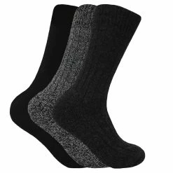 Sock Snob 3 Pairs Men's Cushioned Sole Wool Blend Walking Hiking Socks for Boots - Grey