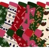 Ladies Christmas Socks | Sock Snob | Womens Colourful Novelty Design Xmas Socks | Gift for Her - 6 Pack - Multicolour