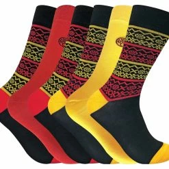 Sock Snob 6 Pairs Men's Fairisle Bamboo Dress Socks - Red