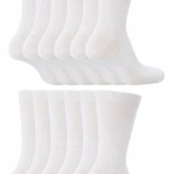 12 Pair Multipack Kids Plain School Socks | Boys & Girls | 3 Sizes | Sock Snob Childrens Cotton Rich Socks - White