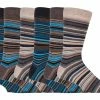 Sock Snob Men's 6 pack colourful striped patterned dress cotton socks in 7 styles - Stone