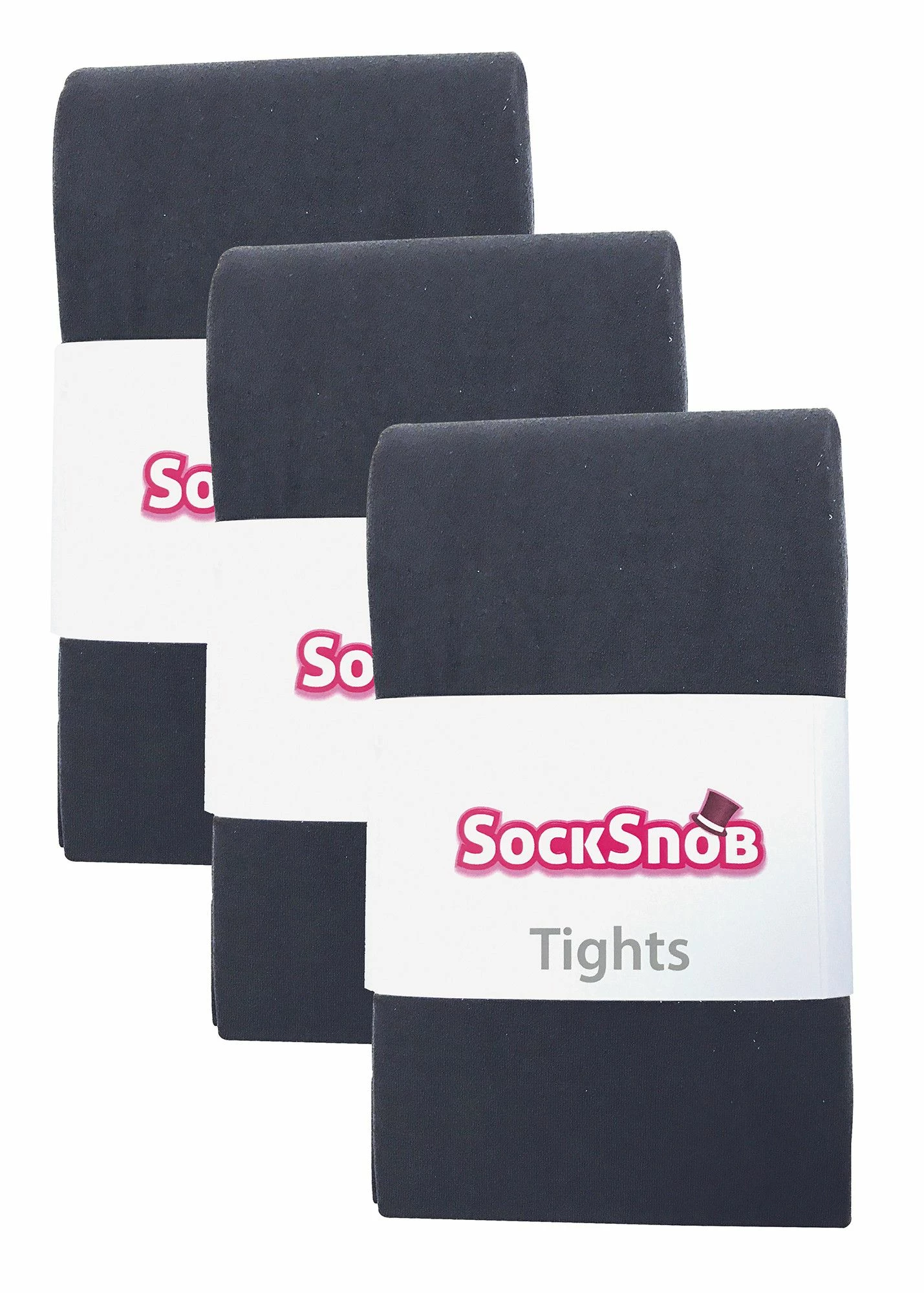 3 Pair Multipack Womens Coloured Opaque 80 Denier Tights | Sock Snob | Plain Block Colour Tights - Charcoal - Grey - Image 2