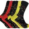 Sock Snob 6 Pairs Men's Circles Bamboo Dress Socks - Red