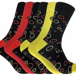 Sock Snob 6 Pairs Men's Circles Bamboo Dress Socks - Red