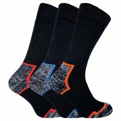 Sock Snob 3 Pairs Men's Heavy Duty Cotton Cushioned Work Boot Socks - Black
