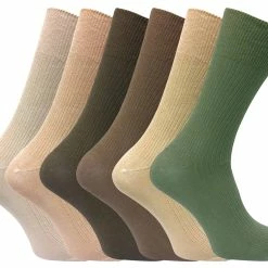 Sock Snob 6 Pairs Men's Breathable Cotton Non Elastic Loose Wide Top Dress Socks - Beige