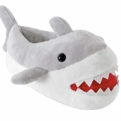 Sock Snob Kids Plush Novelty 3D Shark Slippers | Slipper Snob | Great Gift - Shark - Grey