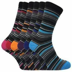 Sock Snob 6 pairs Men's formal patterned coloured dress cotton socks