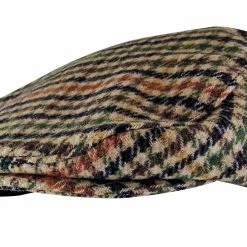 Mens Traditional Checked Tweed Flat Cap | Sock Snob | Newsboy Style - GL228 Beige / Red