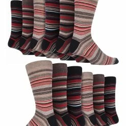 12 Pair Multipack Mens Cotton Colourful Striped Dress Socks | Sock Snob | Patterned Business Casual Dress Socks - Rome - Multicolour