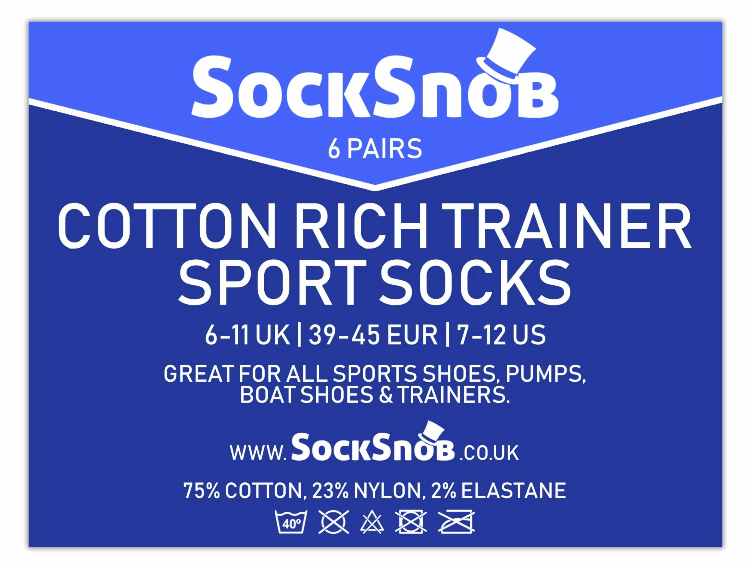 SOCK SNOB - 6 Pack Men's Cotton Low Cut Quarter Gym / Trainer Socks - White - Image 2