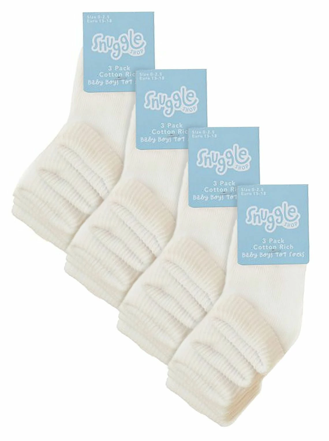Baby Cotton Turn Over Top Socks | 6 Pair Pack | Sock Snob | Plain Funny Socks for Boy and Girl - Cream - Image 2