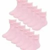 Baby Cotton Turn Over Top Socks | 6 Pair Pack | Sock Snob | Plain Funny Socks for Boy and Girl - Pink