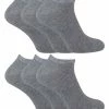 SOCK SNOB - 6 Pack Men's Cotton Low Cut Quarter Gym / Trainer Socks - Grey