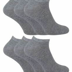 SOCK SNOB - 6 Pack Men's Cotton Low Cut Quarter Gym / Trainer Socks - Grey