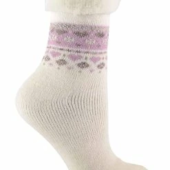 Sock Snob - Ladies Turn Over Top Warm Thermal Winter Nordic Bed Socks - Cream