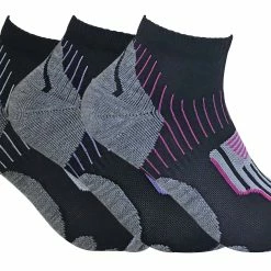 Sock Snob 3 Pairs Ladies Anti Sweat Ankle Trainer Sports Socks with Heel Padding - Black