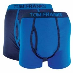 Sock Snob Men's 2 Pack of Cotton Rich Keyhole Hipster Trunks Boxers in Gift Box - Navy