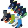Non-Slip Baby Boy Socks | 10 Pair Pack | Sock Snob | Soft Cotton Socks with Star Grippers - Style 1 - Multicolour